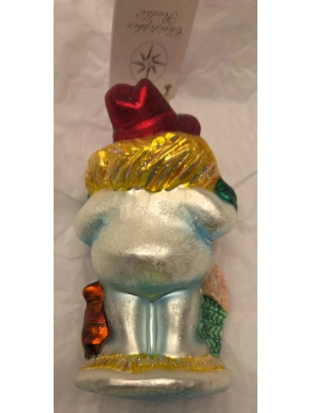 Christopher Radko Farmer Frost Snowman Handpainted Glass Ornament Mint Condition